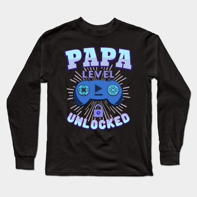 Papa Level Unlocked Husband Gaming Controller Long Sleeve T-Shirt by JaussZ